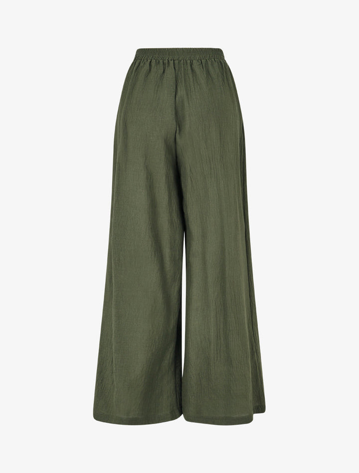 Pantalon fluide effet froissé - Kaki
