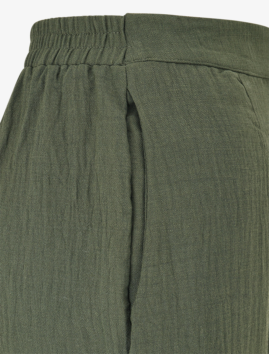 Pantalon fluide effet froissé - Kaki