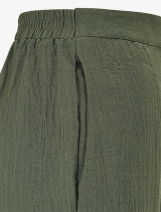 Pantalon fluide effet froissé - Kaki