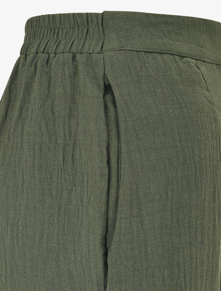 Pantalon fluide effet froissé - Kaki