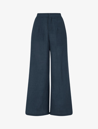 Pantalon fluide effet froissé - Marine