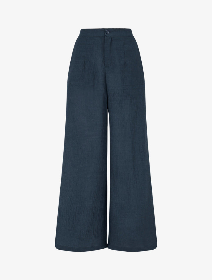 Pantalon fluide effet froissé - Marine