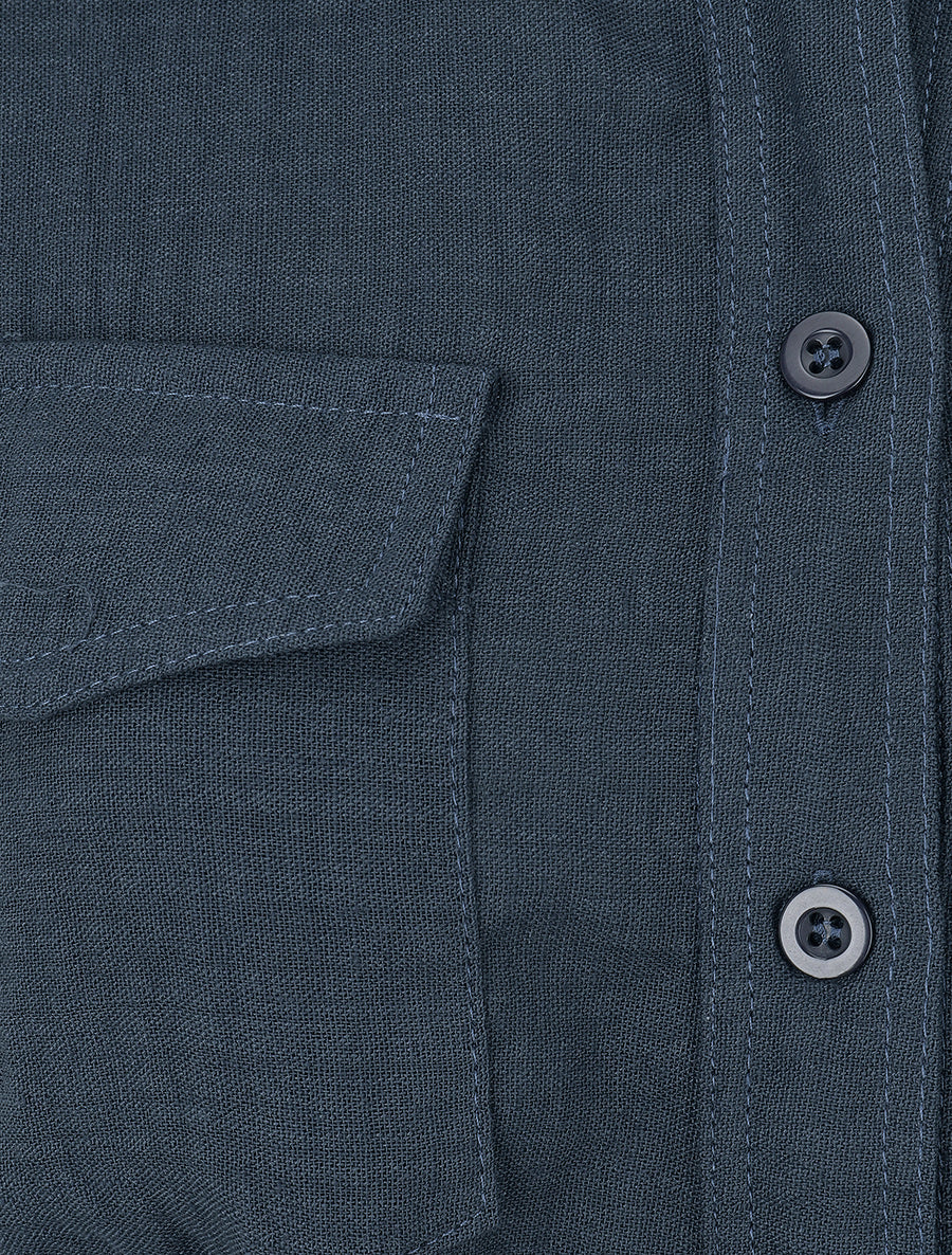 Pantalon fluide effet froissé - Marine
