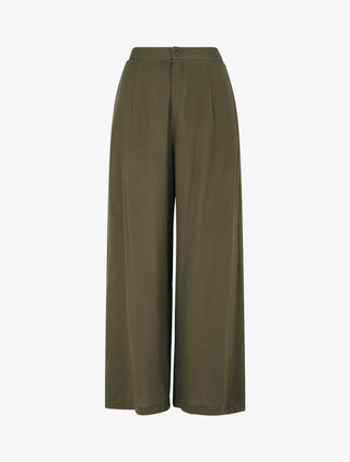 Pantalon uni fluide à taille élastiquée - Kaki