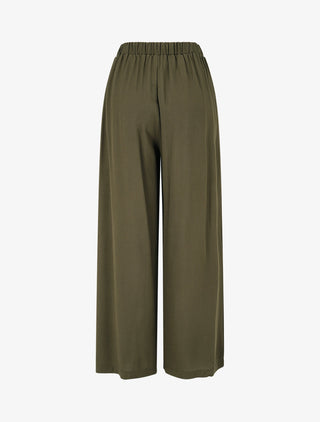 Pantalon uni fluide à taille élastiquée - Kaki