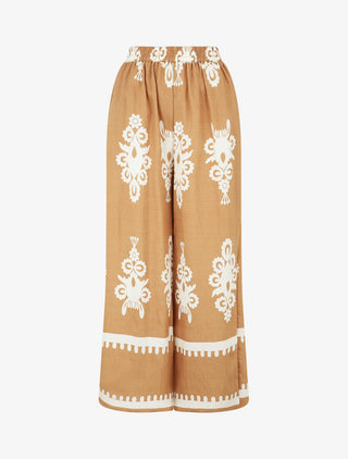Pantalon droit imprimé ikat - Camel