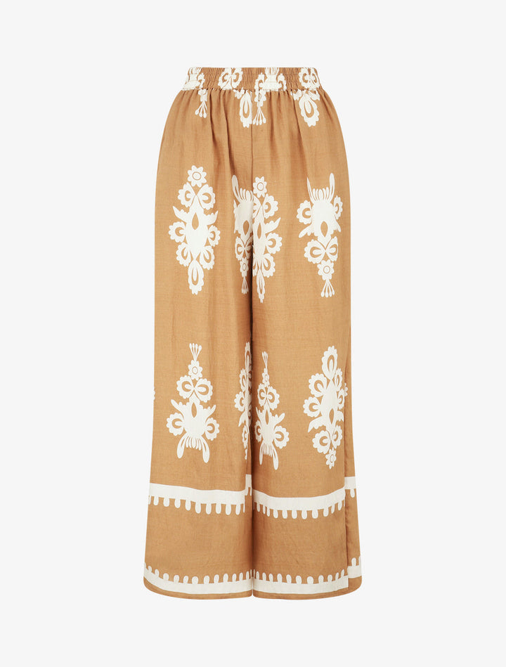 Pantalon droit imprimé ikat - Camel