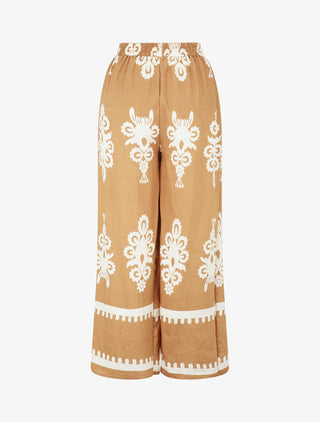 Pantalon droit imprimé ikat - Camel