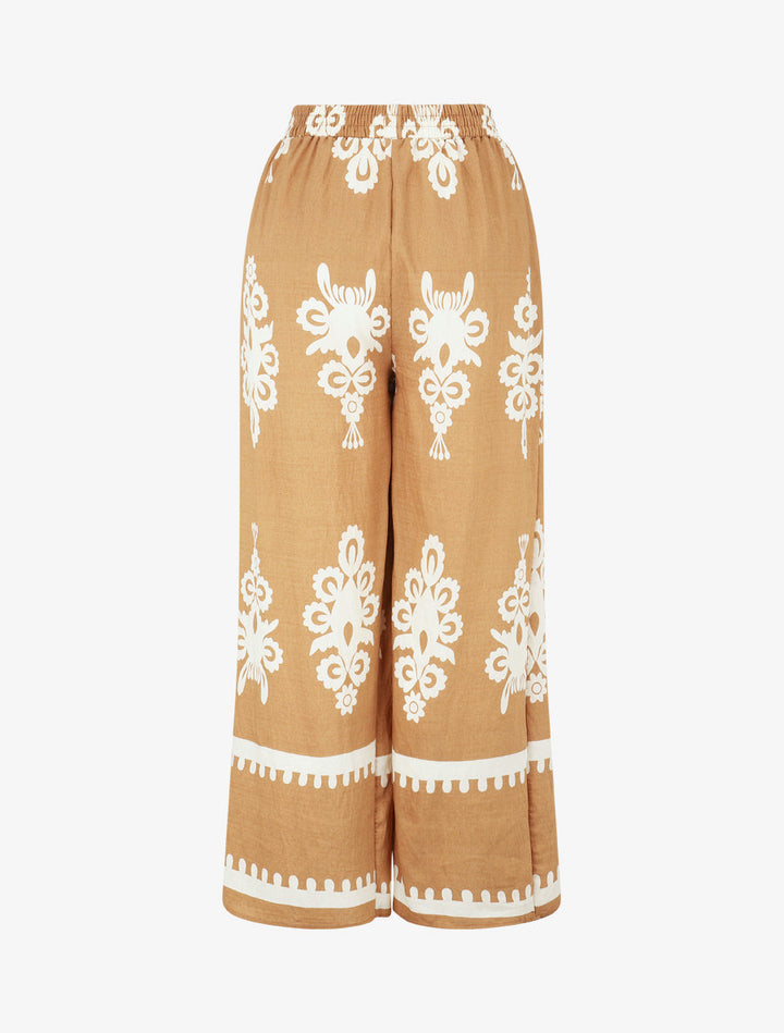 Pantalon droit imprimé ikat - Camel