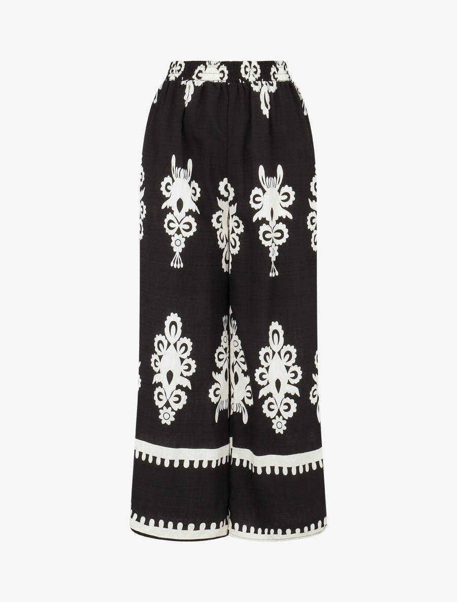 Pantalon droit imprimé ikat - Noir