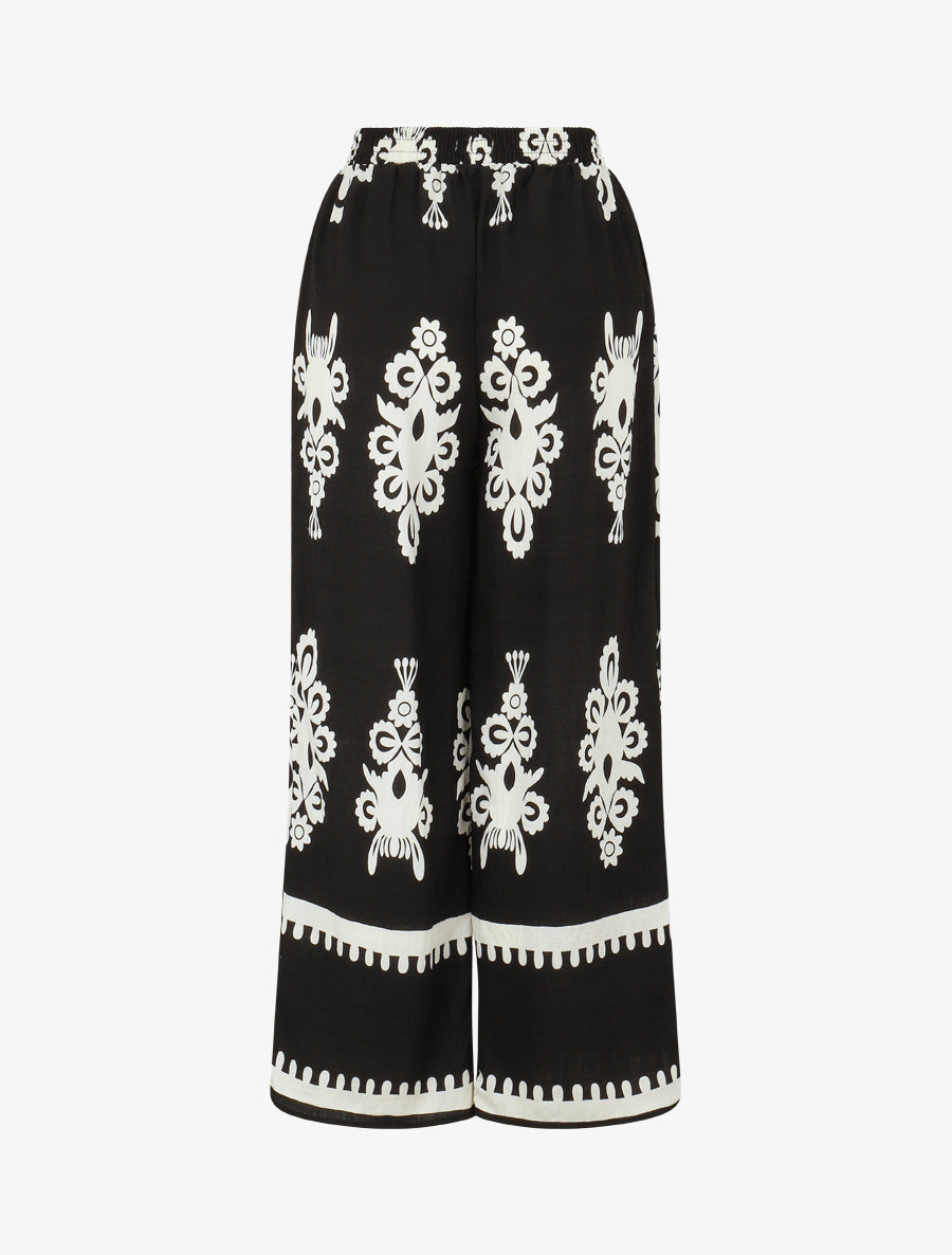 Pantalon droit imprimé ikat - Noir