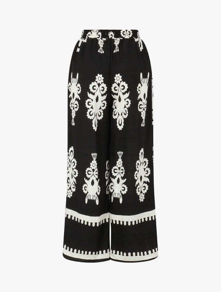 Pantalon droit imprimé ikat - Noir