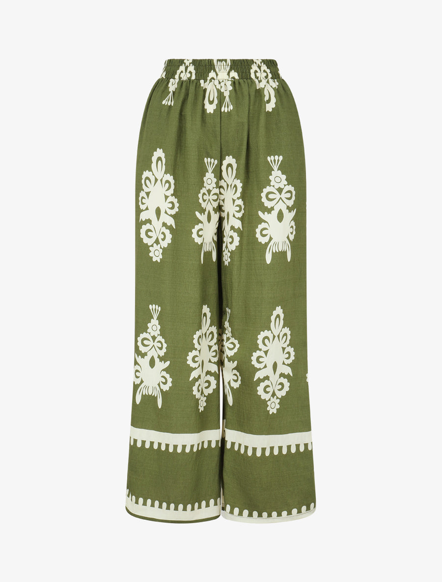 Pantalon droit imprimé ikat - Kaki