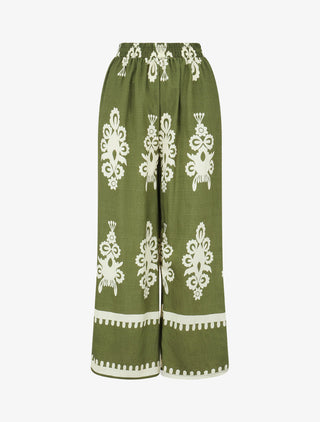 Pantalon droit imprimé ikat - Kaki