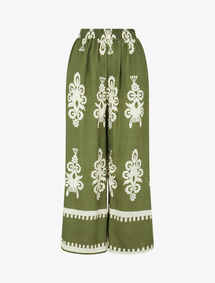 Pantalon droit imprimé ikat - Kaki