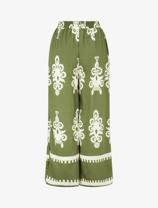 Pantalon droit imprimé ikat - Kaki