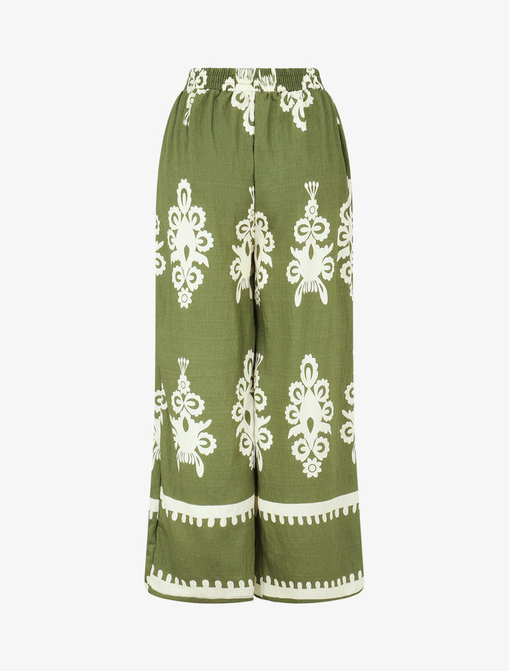 Pantalon droit imprimé ikat - Kaki