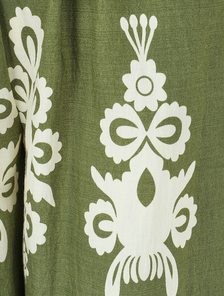 Pantalon droit imprimé ikat - Kaki
