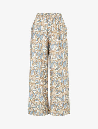 Pantalon élastiqué imprimé wax - Taupe