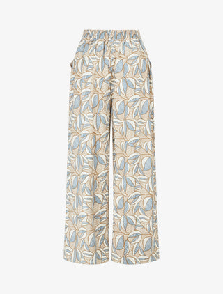 Pantalon élastiqué imprimé wax - Taupe