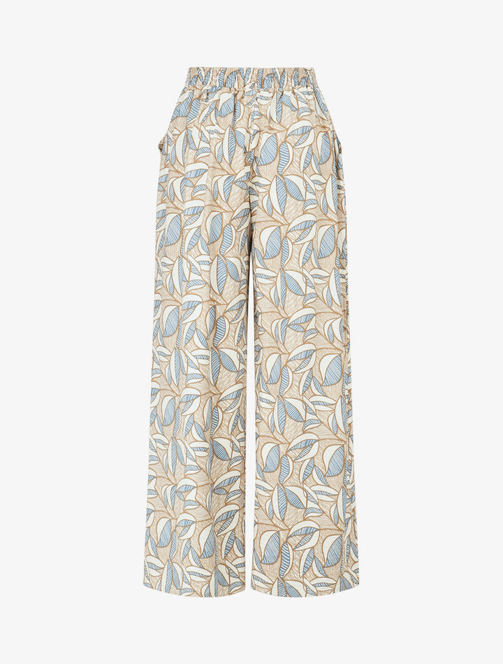 Pantalon élastiqué imprimé wax - Taupe