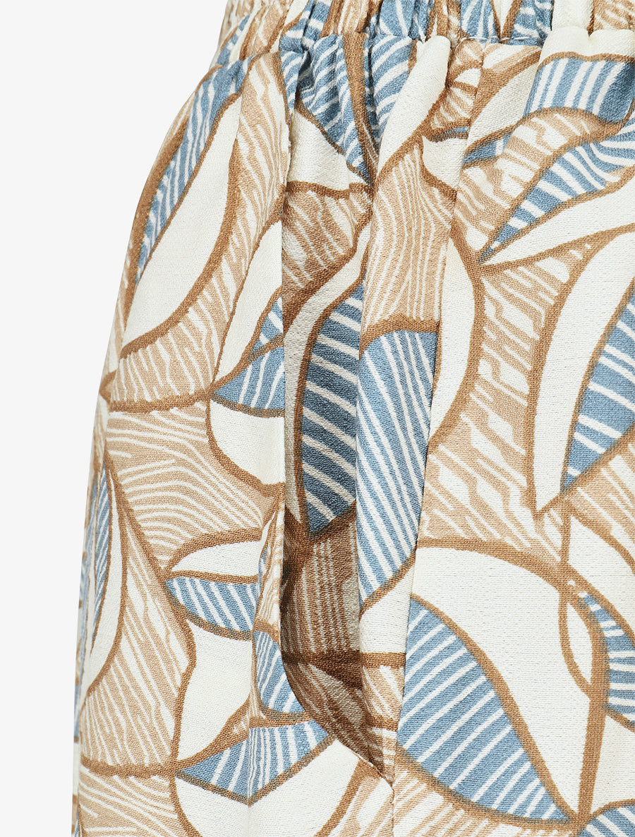 Pantalon élastiqué imprimé wax - Taupe