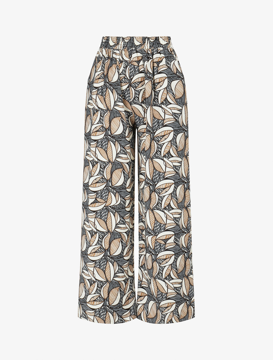Pantalon élastiqué imprimé wax - Noir