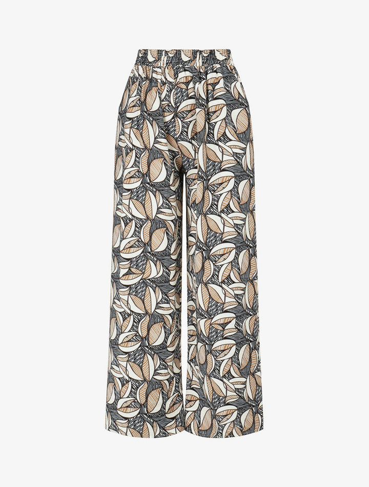 Pantalon élastiqué imprimé wax - Noir