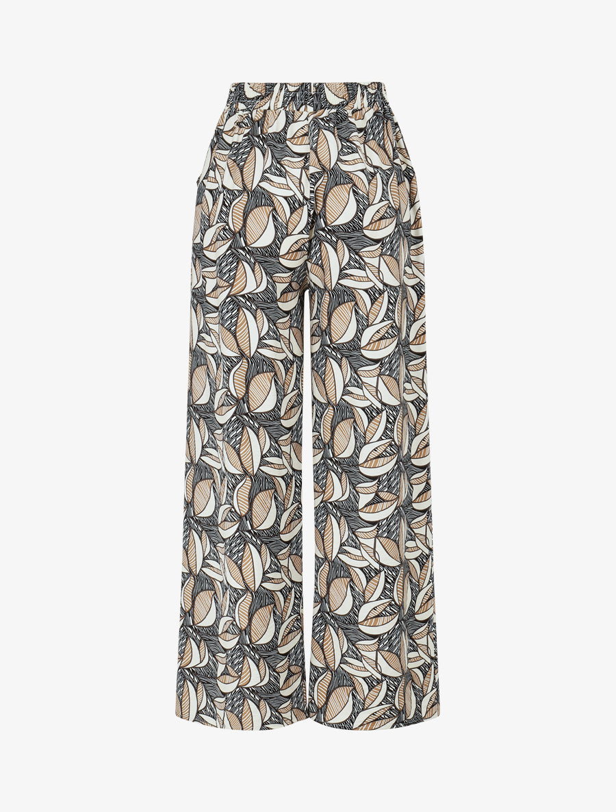 Pantalon élastiqué imprimé wax - Noir