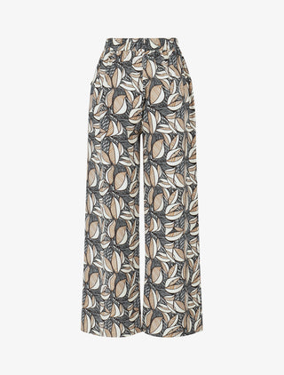 Pantalon élastiqué imprimé wax - Noir