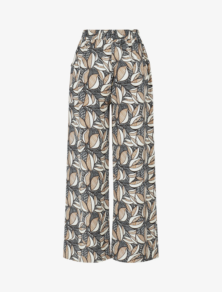 Pantalon élastiqué imprimé wax - Noir