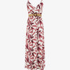 Robe longue évasée imprimé végétal - Vieux rose
