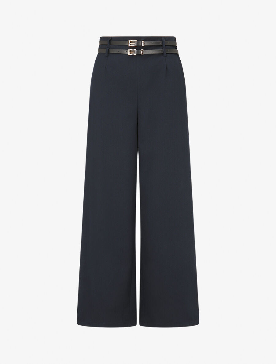 Pantalon droit à double passants - Marine