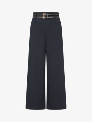 Pantalon droit à double passants - Marine