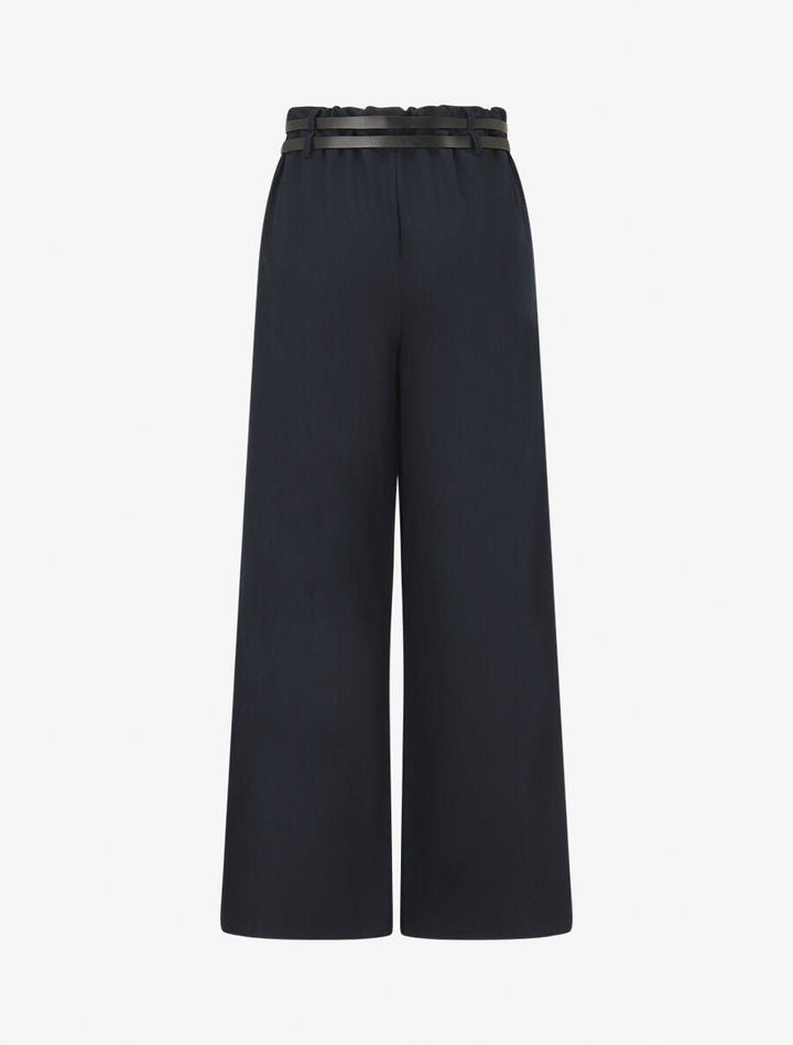 Pantalon droit à double passants - Marine