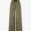 Pantalon élastiqué imprimé plumes irisées - Kaki