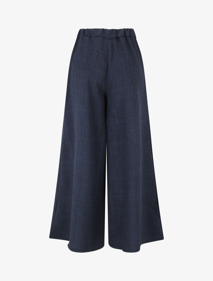 Pantalon uni effet lin - Marine