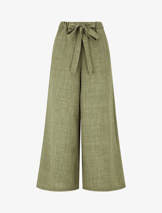 Pantalon uni effet lin - Kaki