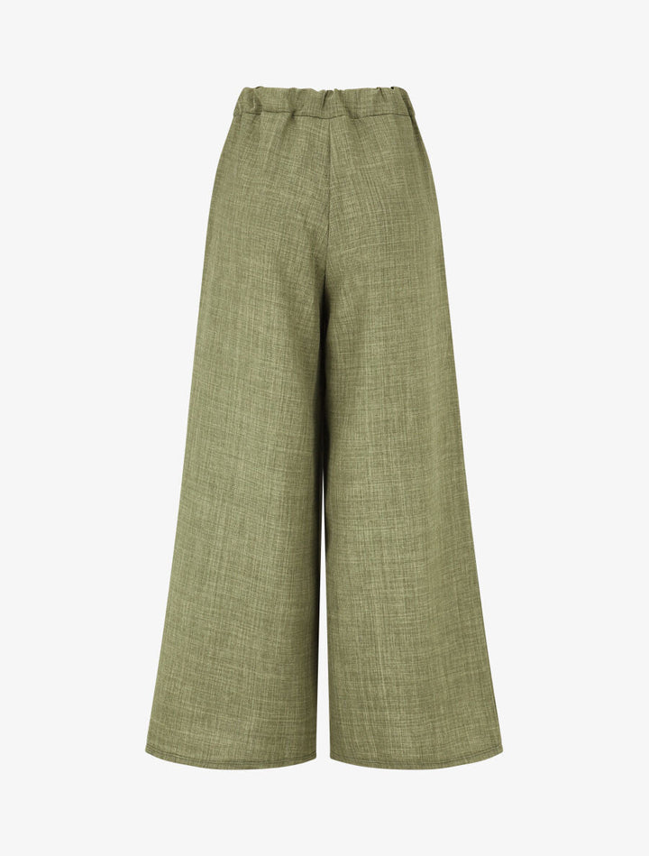 Pantalon uni effet lin - Kaki