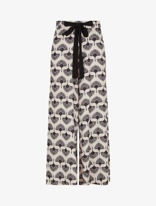 Pantalon ample taille haute imprimé dandelion - Noir