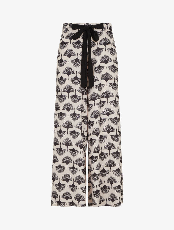 Pantalon ample taille haute imprimé dandelion - Noir