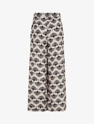 Pantalon ample taille haute imprimé dandelion - Noir