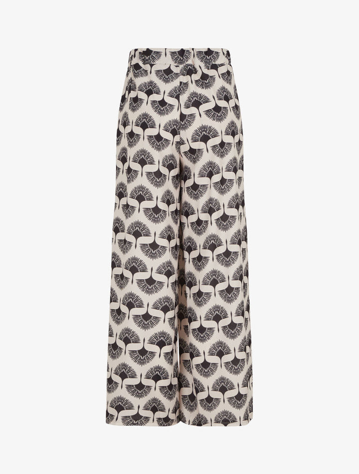 Pantalon ample taille haute imprimé dandelion - Noir