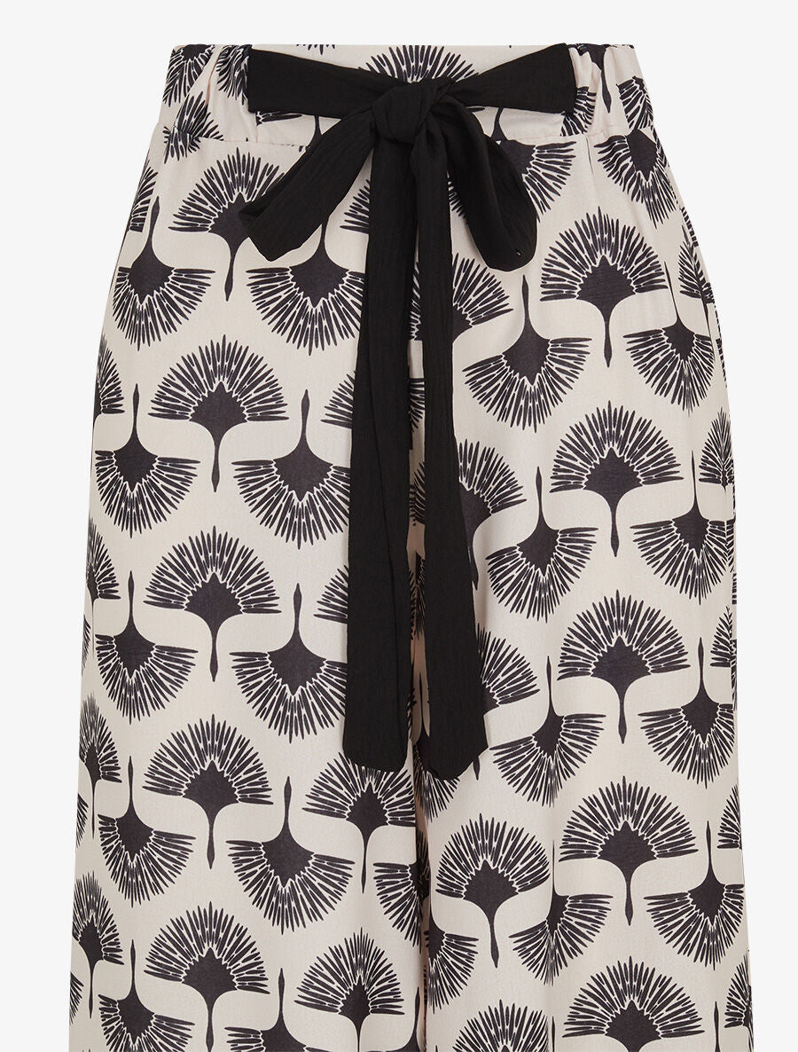 Pantalon ample taille haute imprimé dandelion - Noir