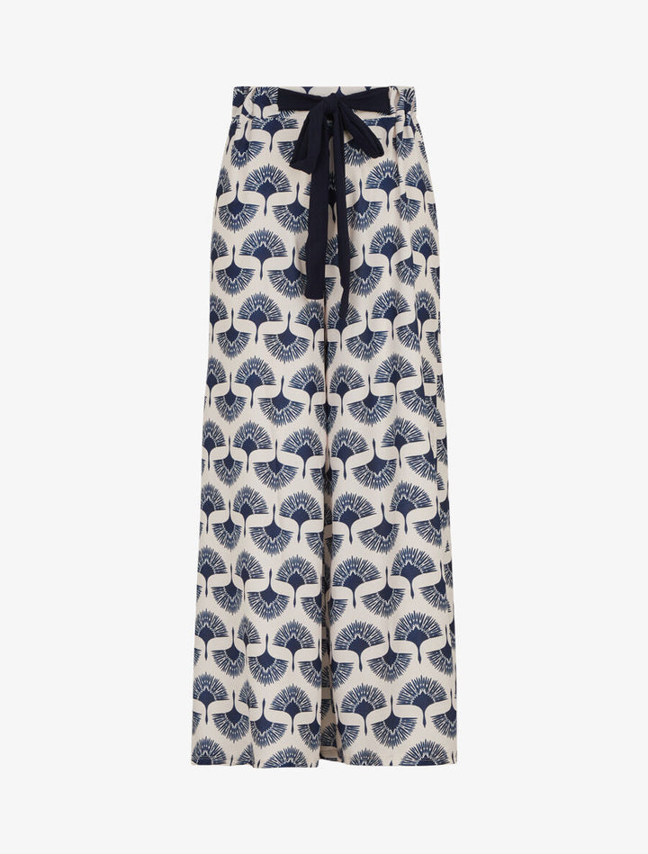 Pantalon ample taille haute imprimé dandelion - Marine