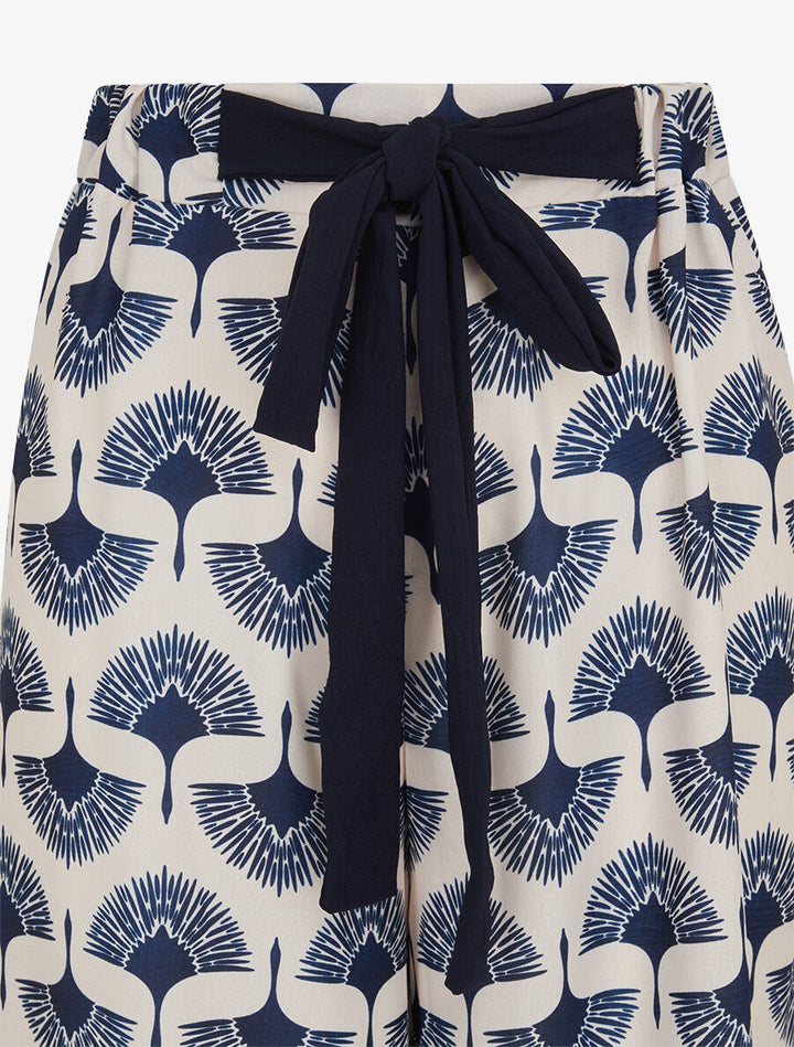 Pantalon ample taille haute imprimé dandelion - Marine