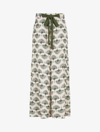 Pantalon ample taille haute imprimé dandelion - Kaki