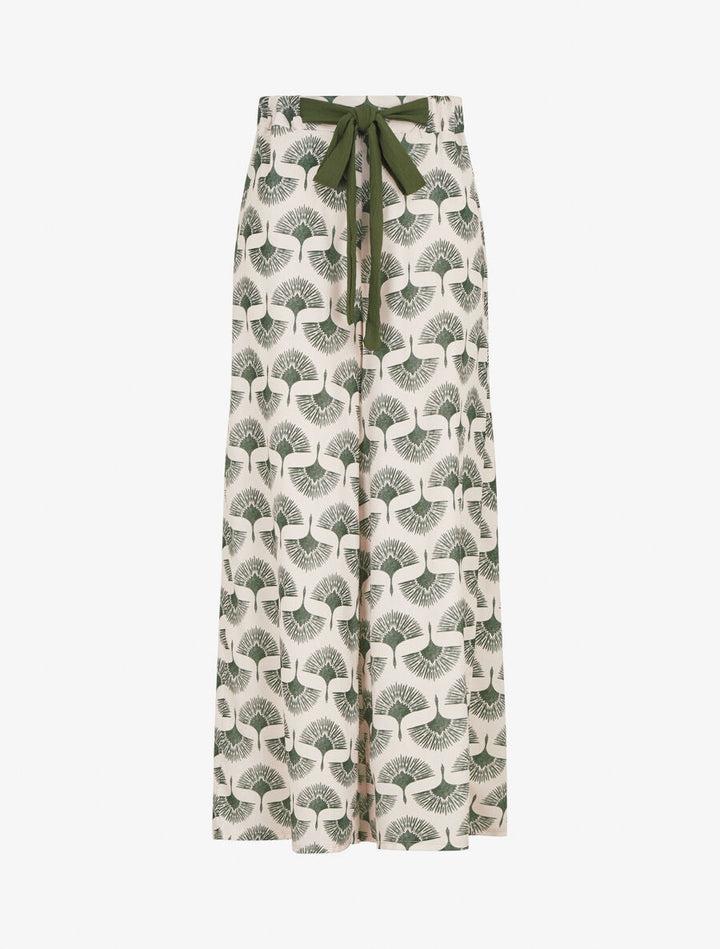 Pantalon ample taille haute imprimé dandelion - Kaki