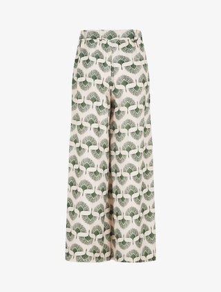 Pantalon ample taille haute imprimé dandelion - Kaki