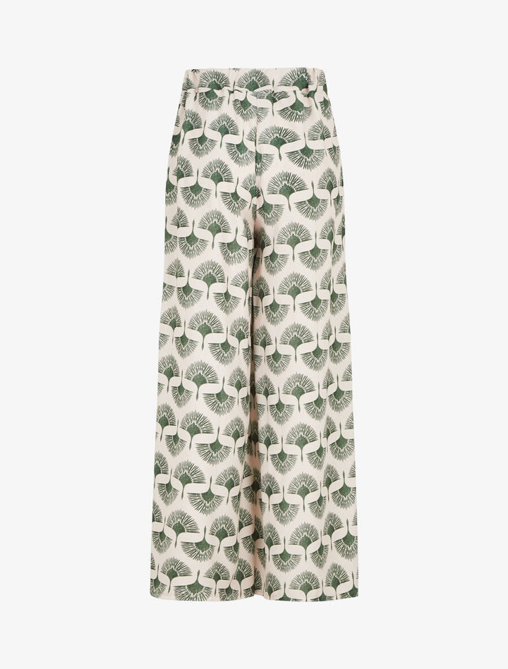Pantalon ample taille haute imprimé dandelion - Kaki